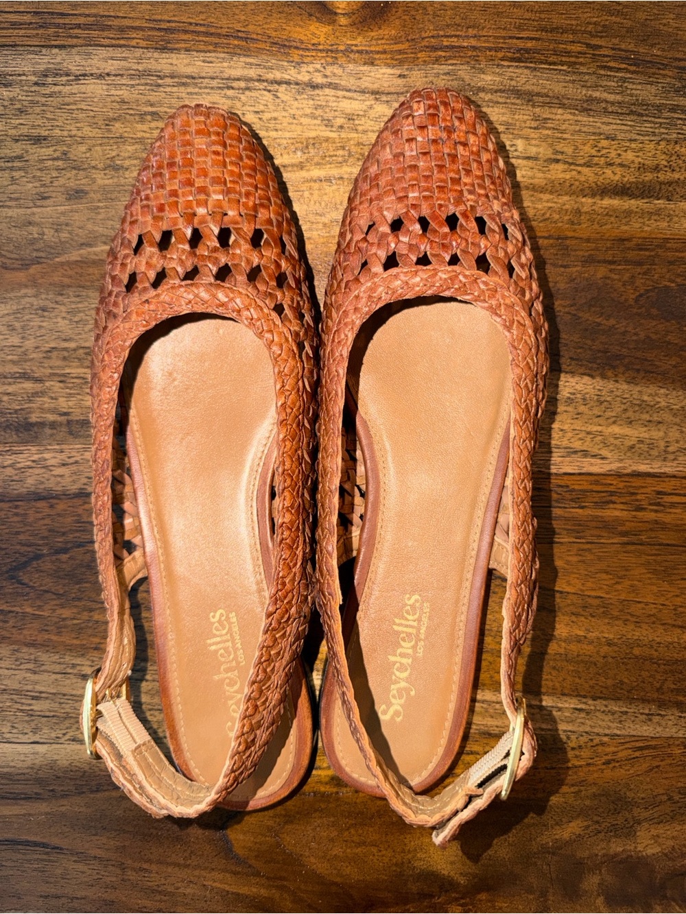 Seychelles Woven Slingback Flats in Cognac Brown
